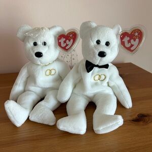 Ty Beanie Baby "Mr. the Groom" & “Mrs. Bride” Bears